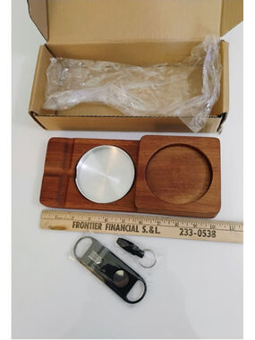 NEW Wood Whiskey Glass Tray & Cigar Holder and Accessories